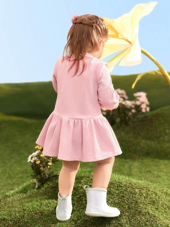 Girls' Bowknot Long Sleeve Dress, Autumn