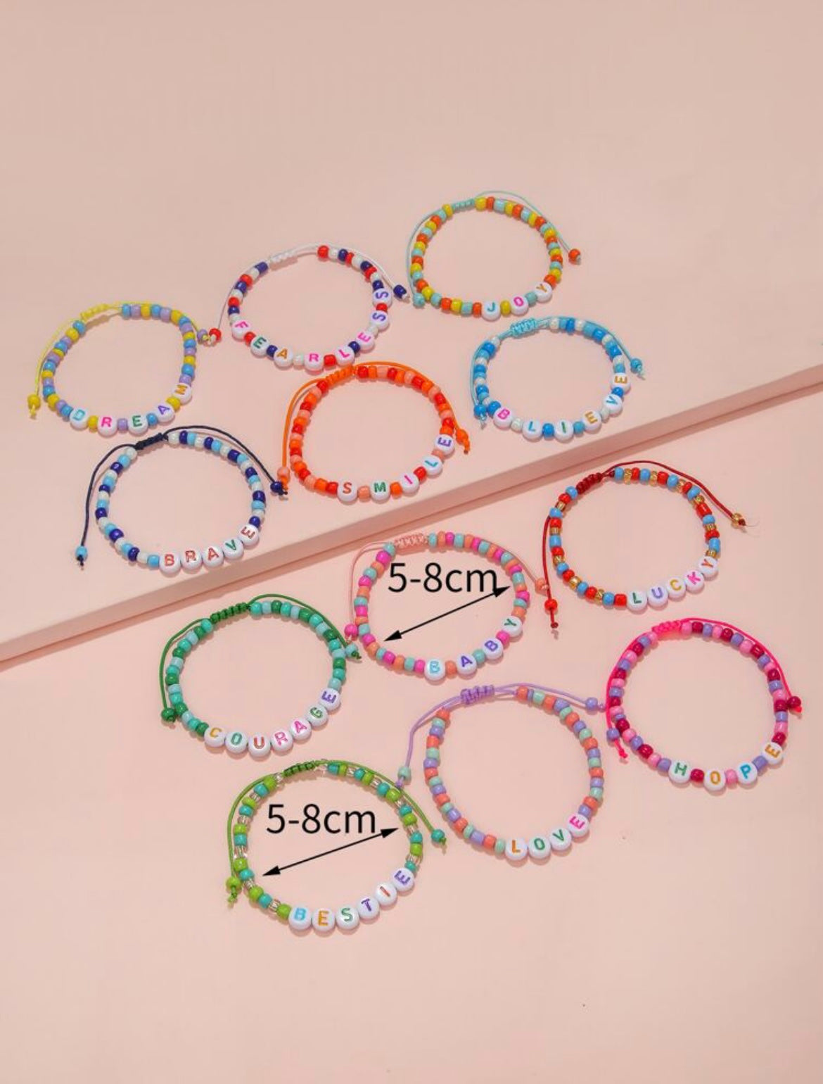 Girls Letter Beads Bracelet With Adjustable Length