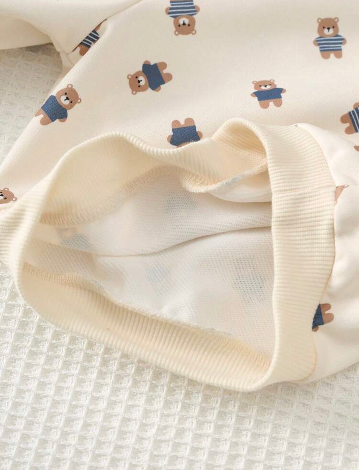 Baby Boy Cartoon Bear Pattern Knitted Soft Round Neck Long Sleeve Pullover Autumn Sweatshirt & Overalls 2-Piece Set