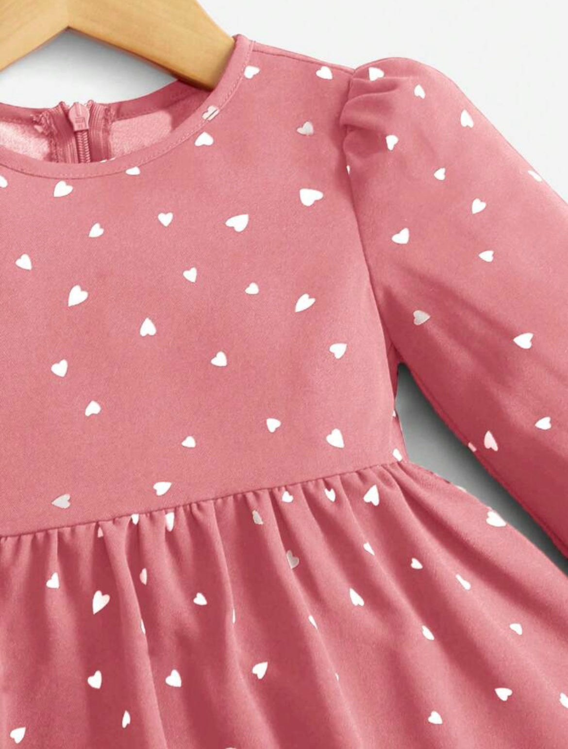 SHEIN Baby Girl Heart Print Flounce Sleeve Dress