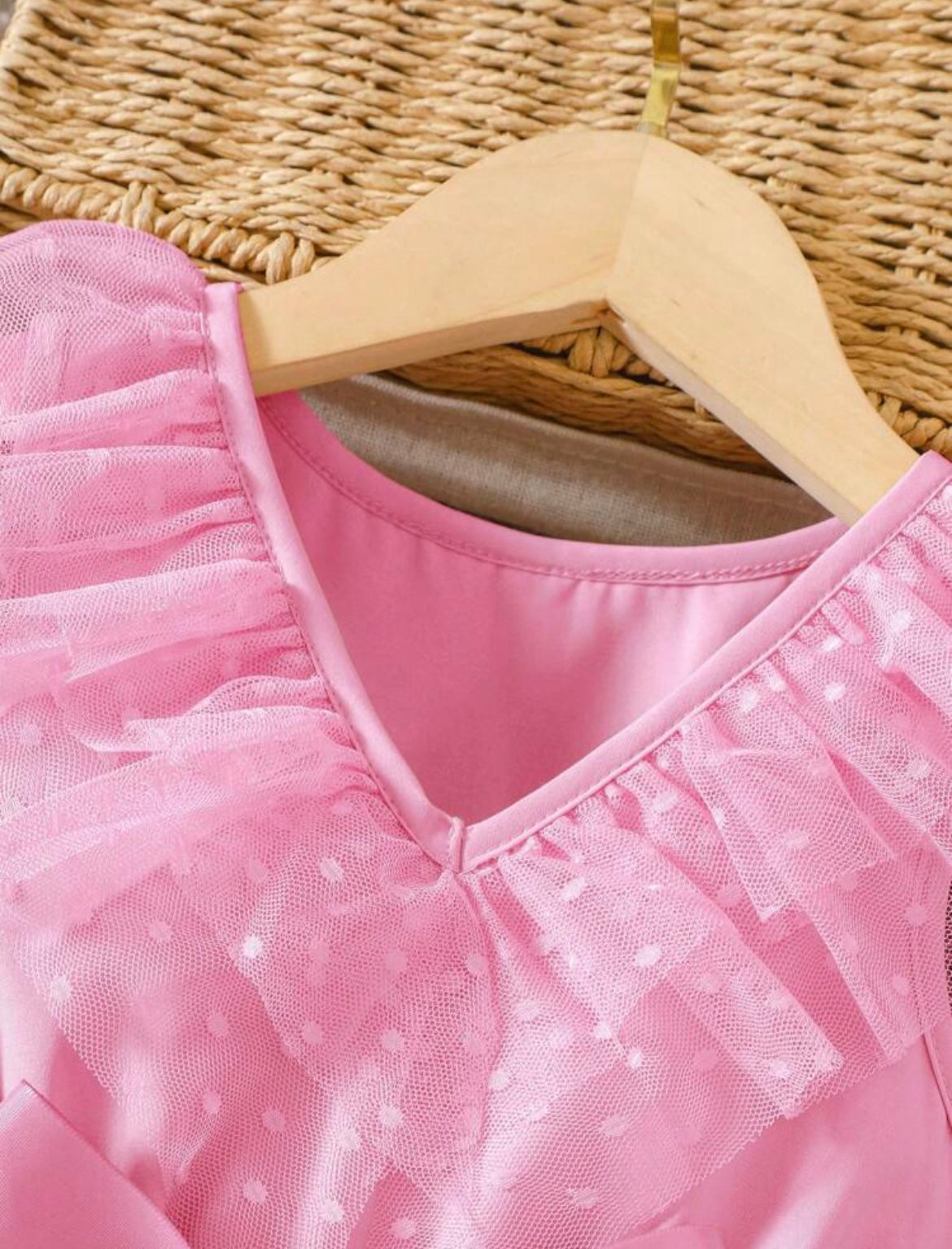 Young Girl Ruffle Trim Belted Dress