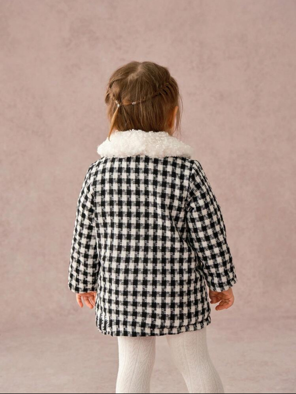 Baby Girl British Style Warm Thick Plus Fleece Thick Collar Long Coat.