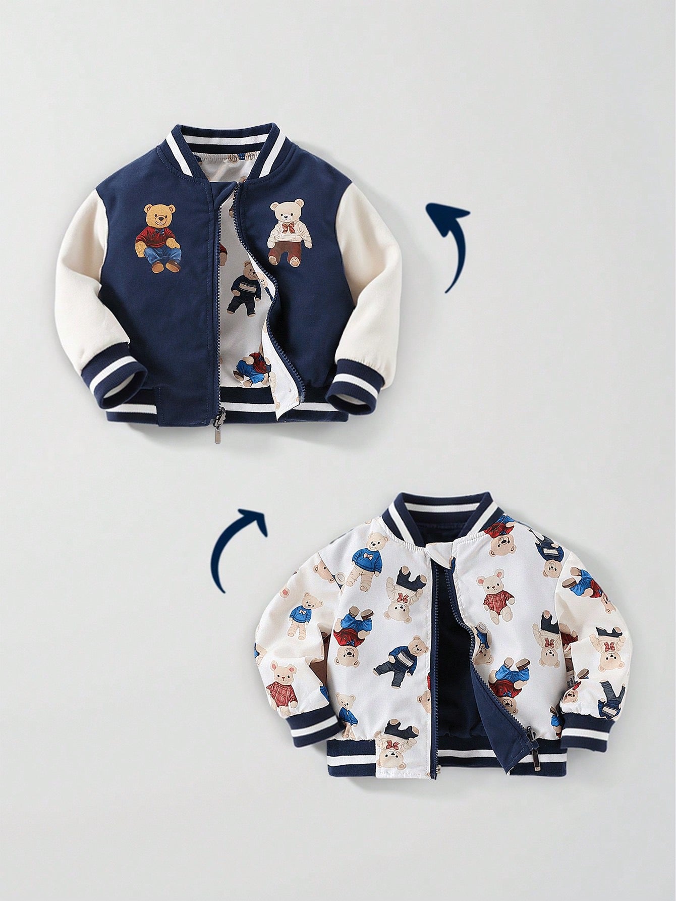 Baby Boy Reversible Zip-Up Jacket.
