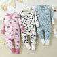 Baby Girl Snug Fit Polka Dot & Floran Printed Jumpsuit.
