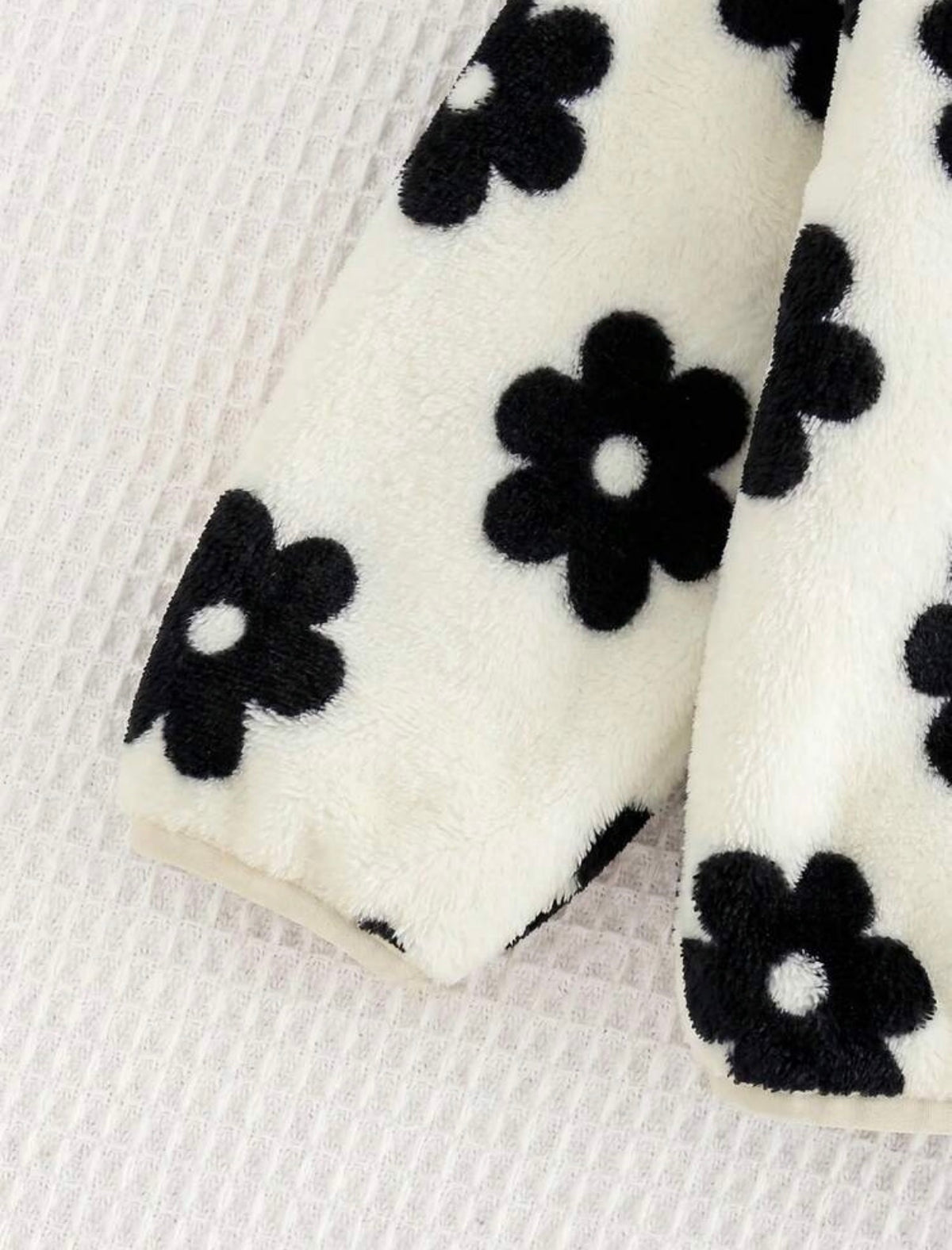 Baby Girl Versatile Casual Fluffy Floral Pattern Stand Collar Jacket.
