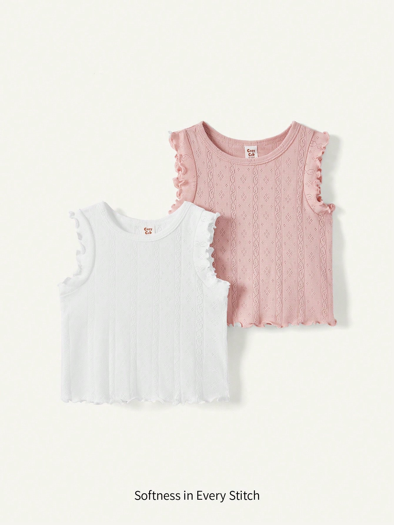 Casual Round Neck Ruffle Trim Sleeveless Top (set of 2 )