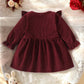 Floral Embroidered Ruffle Long Sleeve Puff Sleeve A-Line Dress.