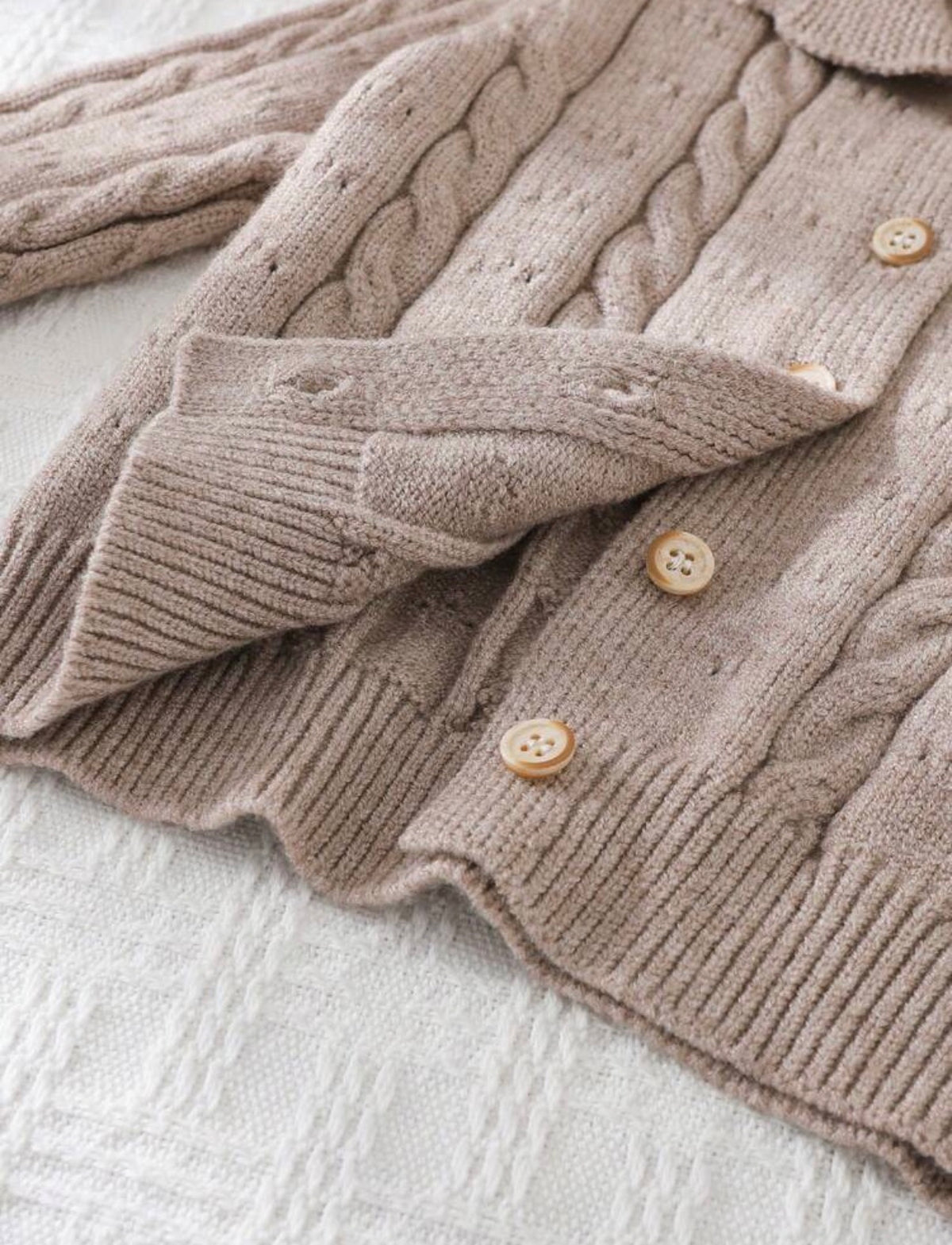 Baby Girl Solid Color Peter Pan Collar Long Sleeve Cardigan Autumn Winter Sweater ( Delivery By Oct 10)