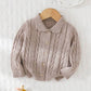 Baby Girl Solid Color Peter Pan Collar Long Sleeve Cardigan Autumn Winter Sweater ( Delivery By Oct 10)