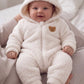 Cartoon Bear Pattern Long Sleeve Hooded Autumn Winter Romper.