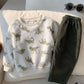 2pcs Baby Boy Dinosaur Print,  Fleece Crew Neck Long Sleeve Pullover Sweatshirt Elastic Waist Long Pants.