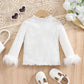 Ribbed Splicing Fuzzy Sleeve Sweatshirt For Winter