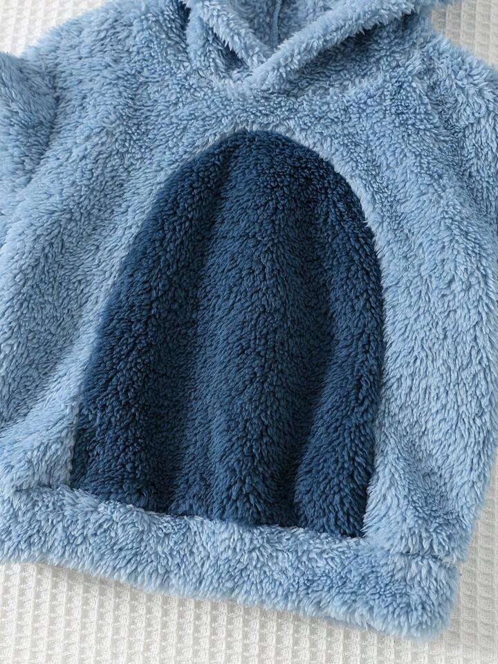 Baby Boy 3D Cartoon Animal Pattern Contrast Color Hoodie.