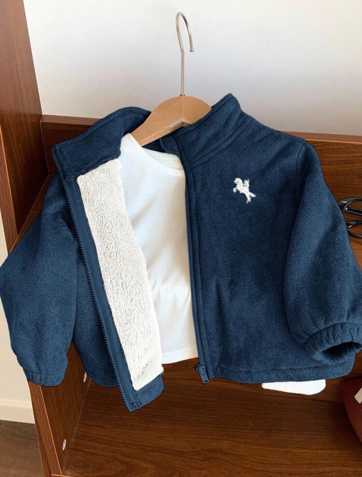 Boy Suede Thermal Lined Stand Collar, Zip Up Jacket Only.