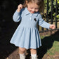 Girl Vintage Preppy Horse Soldier Embroidered Polo Collar Long Sleeve Knit Dress. (Delivery By 18th October)