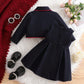 Girl Navy Long Sleeve Jacket & Dress Set.