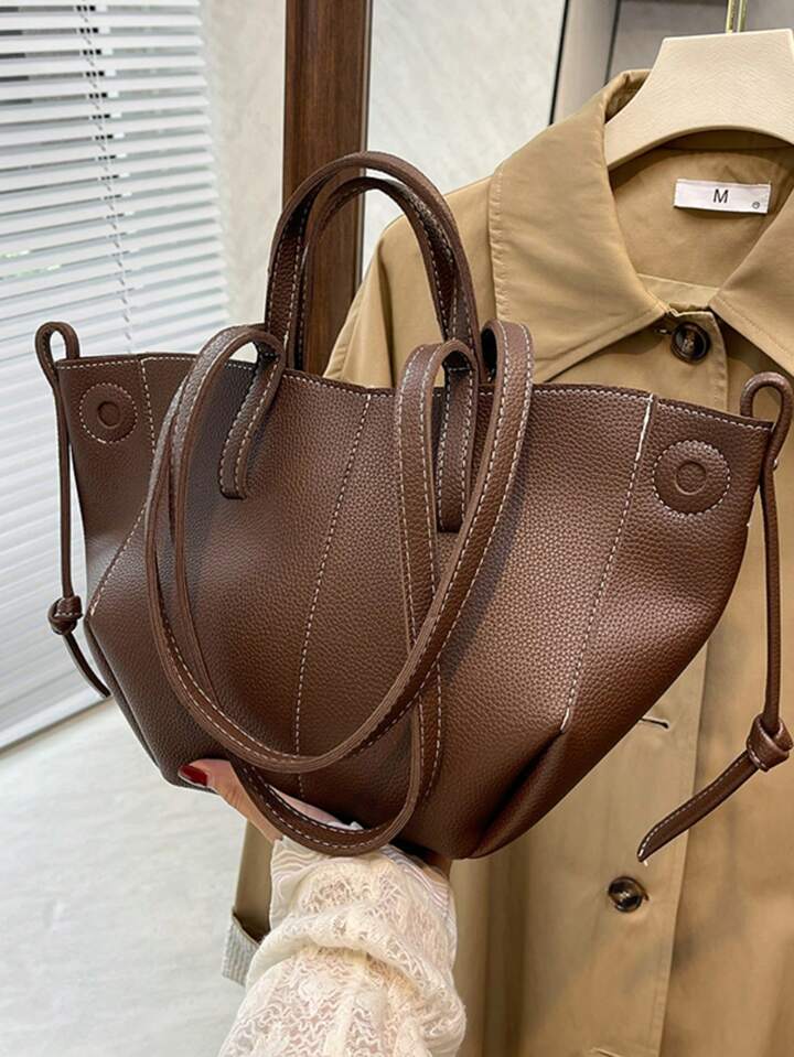 Casual Simple Large Capacity Tote Handbag.