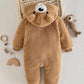 Cartoon Bear Long Sleeve Plush Romper, Suitable For Autumn/Winter.