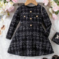 Girls Elegant Cute Black Plaid
Knit Long Sleeve Dress Fall/Winter.