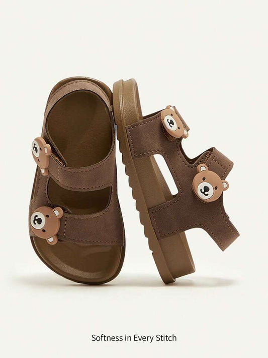Cute Bear Decor Soft Bottom Lightweight Casual Sandals For Baby Boys, Summer