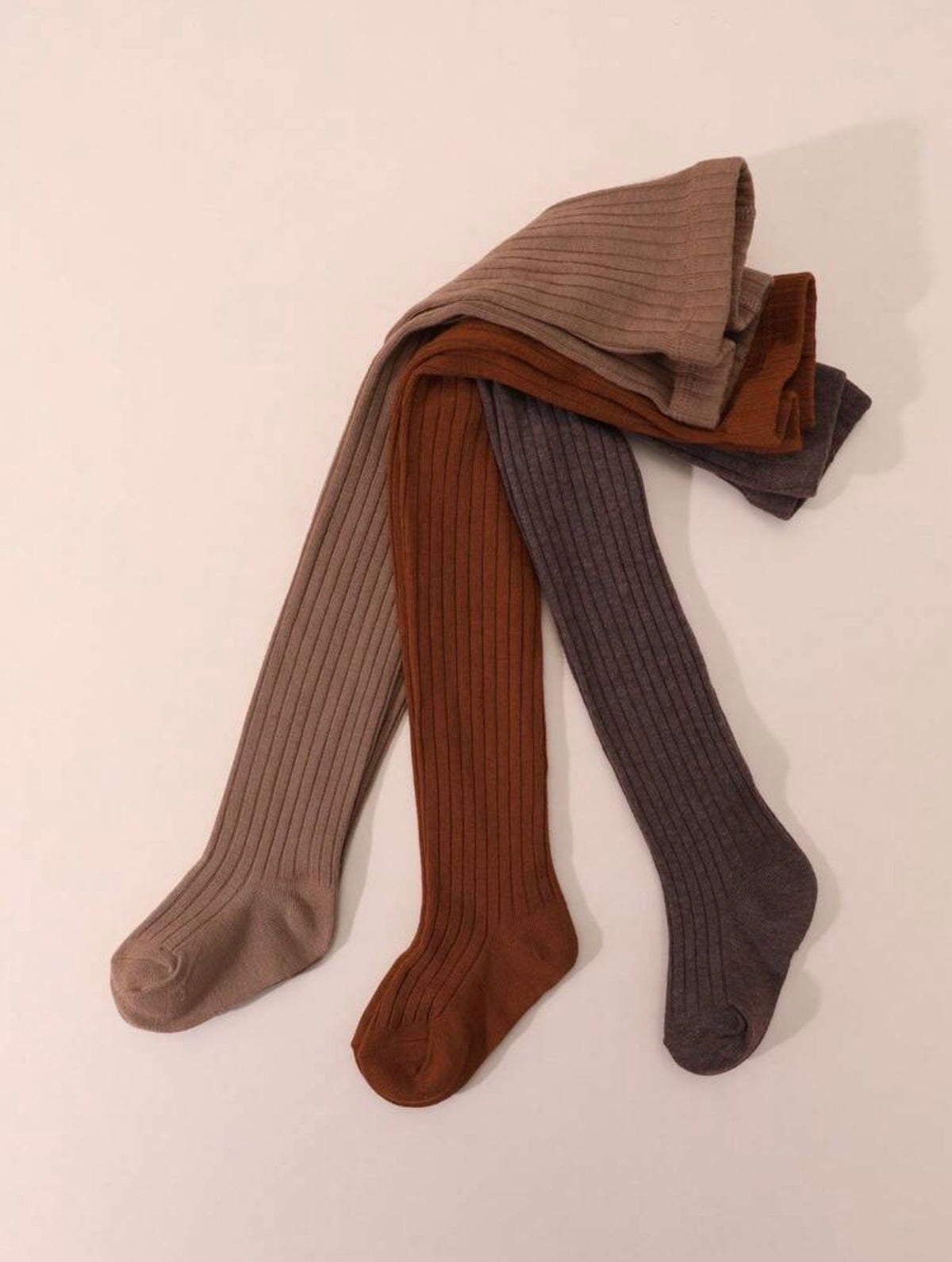 3 Pairs Girls' Solid Color Leggings, Vertical Striped Tights, Simple Versatile Children's Pantyhose, Elastic & Comfortable.