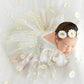 Newborn Baby Girls' Sunflower & Daisy Mesh Romper Dress & Braided Headband Outfit Set