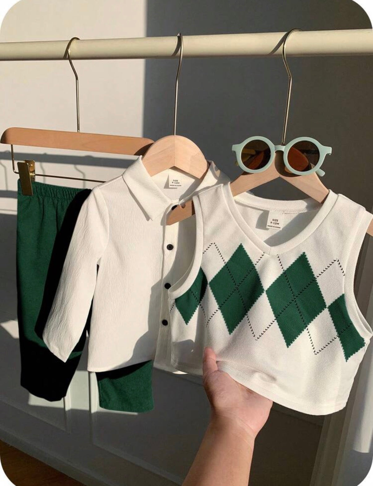 3pcs Baby Boy Casual
Argyle Vest,White Shirt and Pants Autumn,Casual
(Delivery by 20th August)