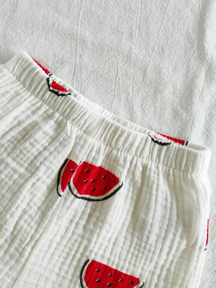 Vintaside Kids 2pcs/Set Baby Boy Cute Watermelon Print Short Sleeve Tee And Shorts Set