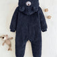 Cartoon Bear Pattern Ear Hooded Thick Jumpsuit. (Delivery By 14th October)