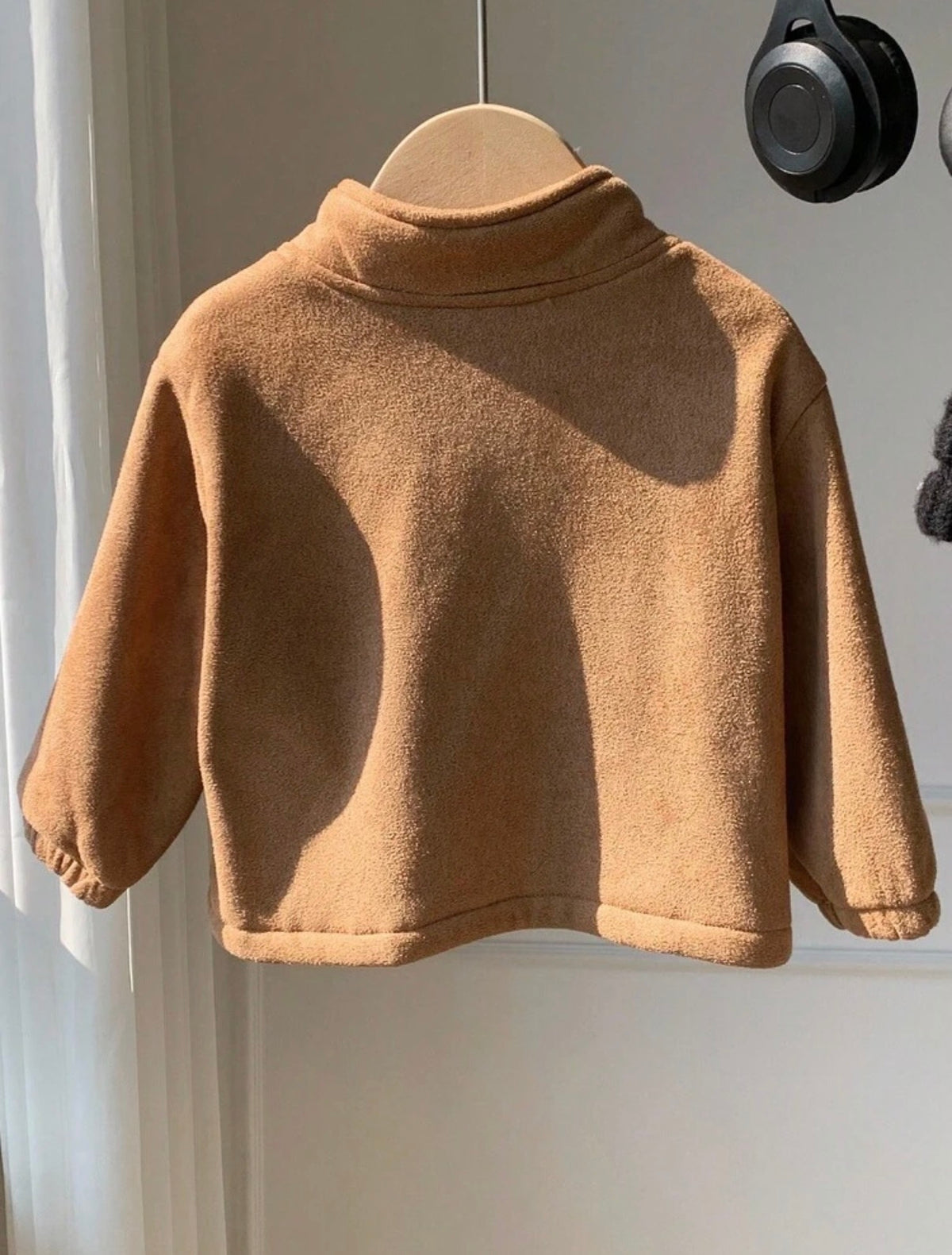 Baby Boys Suede Thermal Lined Stand Collar Zip Up Jacket.