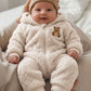 Baby Girl/Boy Cartoon Bear Pattern Thermal Lined Thick Hooded Long Sleeve Autumn Winter Jumpsuit