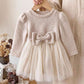 Girls Casual Ditsy Floral Long Sleeve Ribbed Dress.