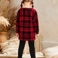 Young Girl Plaid Print Open Front Top & Cami Top & Leggings
