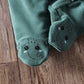 1pc Newborn Baby Green Plush Elephant Print Long Sleeve Footed Jumpsuit.