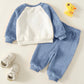 2pcs Autumn/Winter Fleece Lined Thickened Casual Cute Giraffe Sweatshirt Set, Baby Tracksuit.