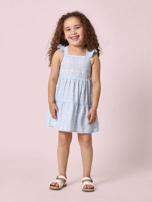 SUMWON Flutter Sleeve Tiered Summer Dress.
