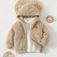 Boy Decorative Woven Label Hooded Long Sleeve Winter Jacket.
