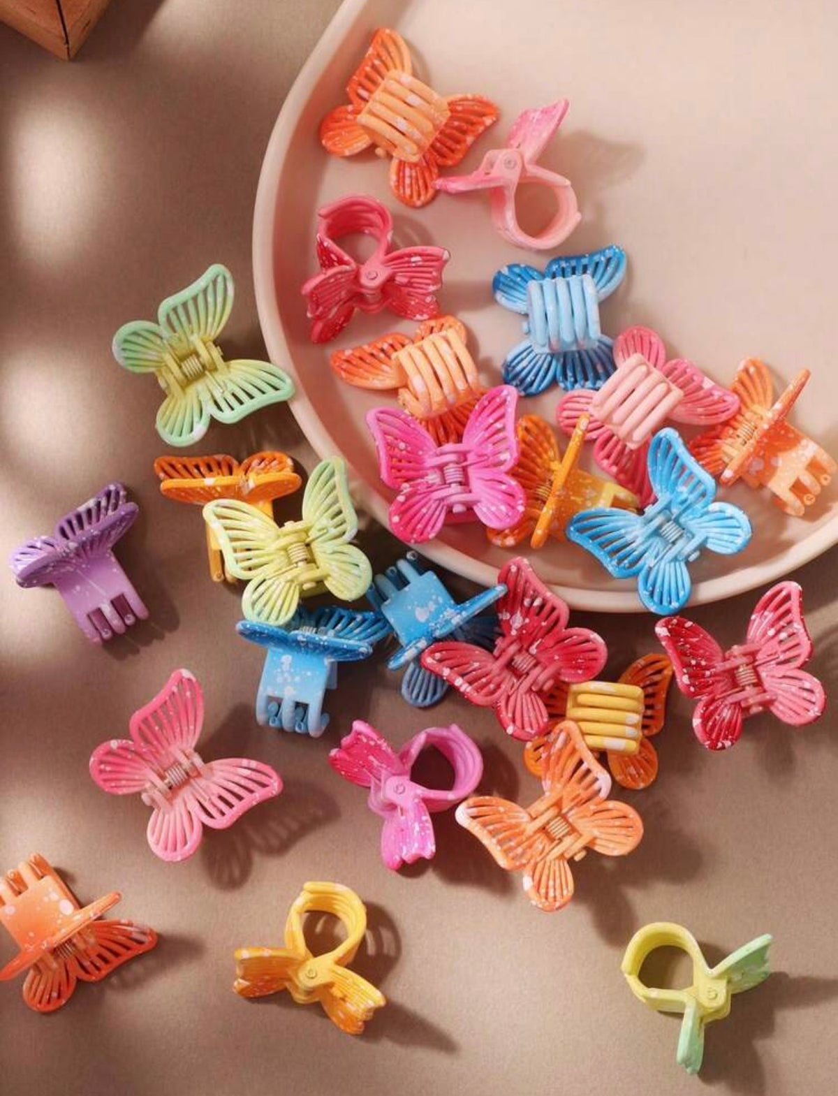 10 pcs Sweet Colorful Gradient Snowflake Dot Butterfly Hair Claw Clips.