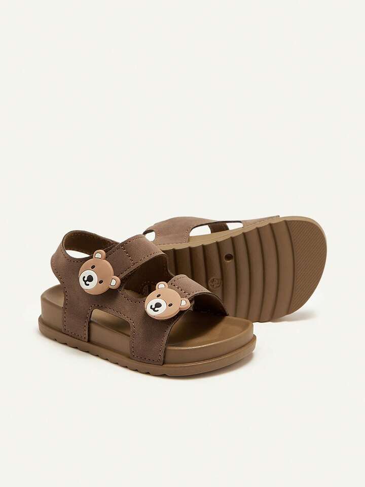 Cute Bear Decor Soft Bottom Lightweight Casual Sandals For Baby Boys, Summer