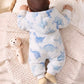Baby Boy Dinosaur Print Hooded  Winter Jumpsuit