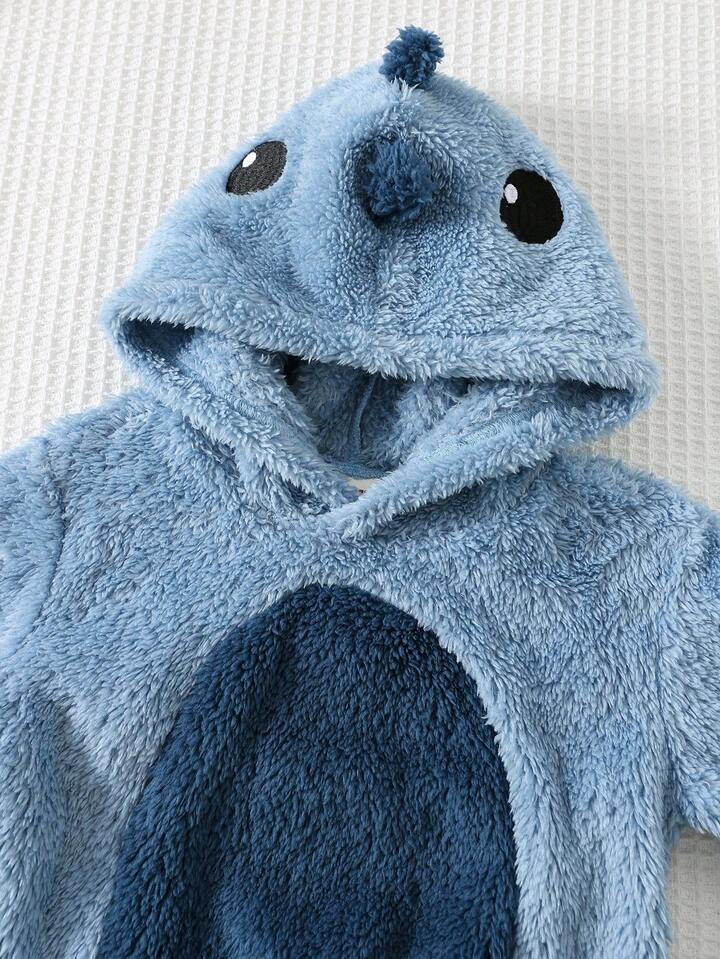 Baby Boy 3D Cartoon Animal Pattern Contrast Color Hoodie.