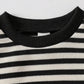 2pcs Baby Boy Black And White Striped Outfit.