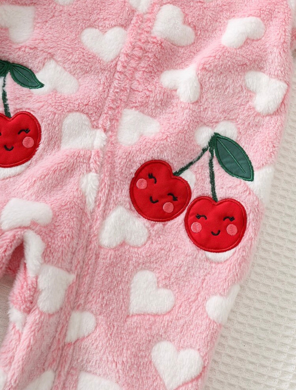 Baby Girl Heart Pattern Thermal Lined Thick Hooded Long Sleeve One-Piece Winter Jumpsuit.