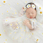 Newborn Baby Girls' Sunflower & Daisy Mesh Romper Dress & Braided Headband Outfit Set