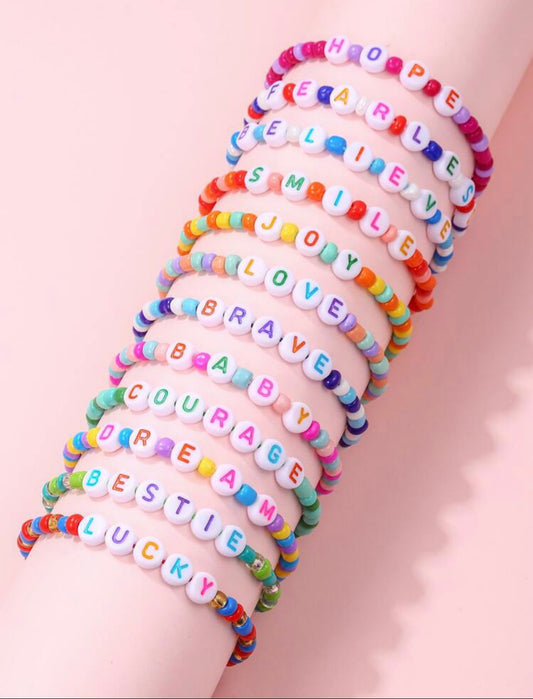 Girls Letter Beads Bracelet With Adjustable Length