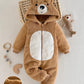 Cartoon Bear Long Sleeve Plush Romper, Suitable For Autumn/Winter.