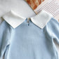 Baby Boy Contrast Color Lapel Long Sleeve Casual Knit Romper Autumn Fall.