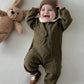 Baby Boy/Girl Green Corduroy Thermal Lined Hooded, Autumn Jumpsuit.