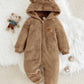 Cartoon Bear Pattern Ear Hooded Thick Jumpsuit. (Delivery By 14th October)
