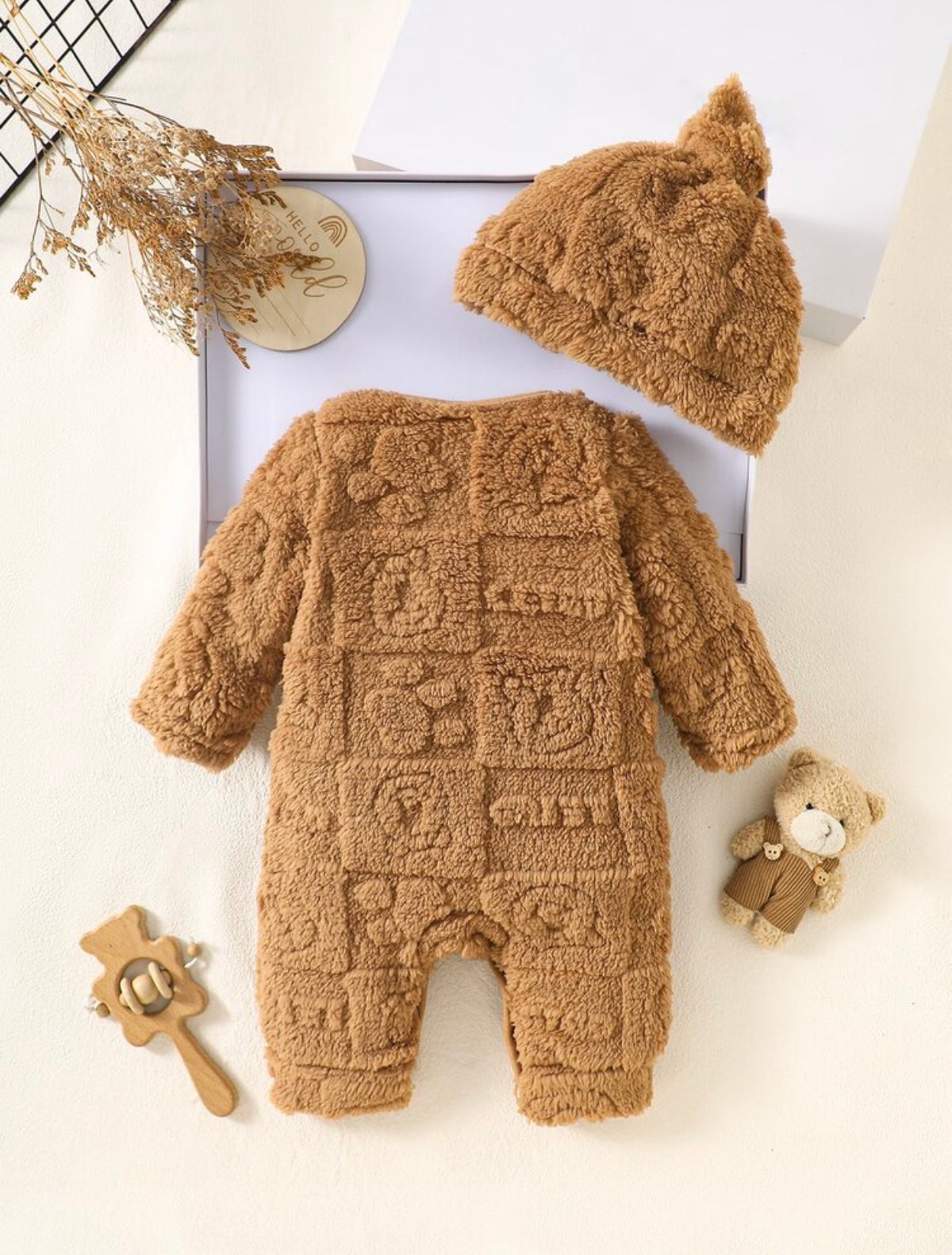 2pc Baby Footie fuzzy jumpsuit.